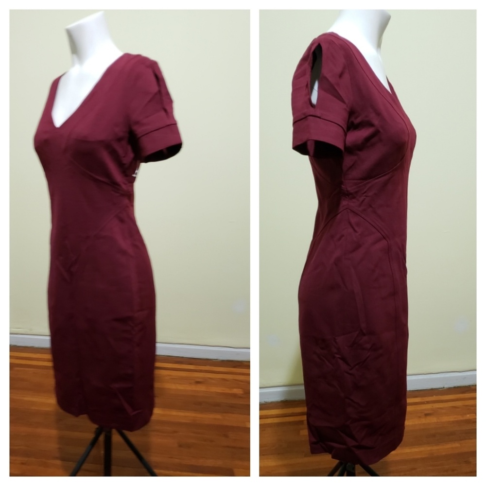 WHBM Burgundy / Wine Dress Slit Sleeves Size 6 NWT